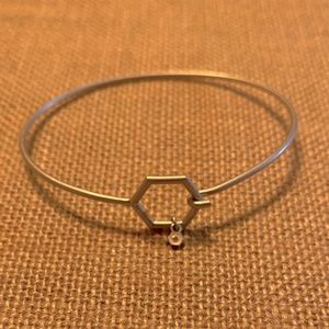 Origami Owl Harmony Brushed Hex Bangle Bracelet Silver measures 7.25".